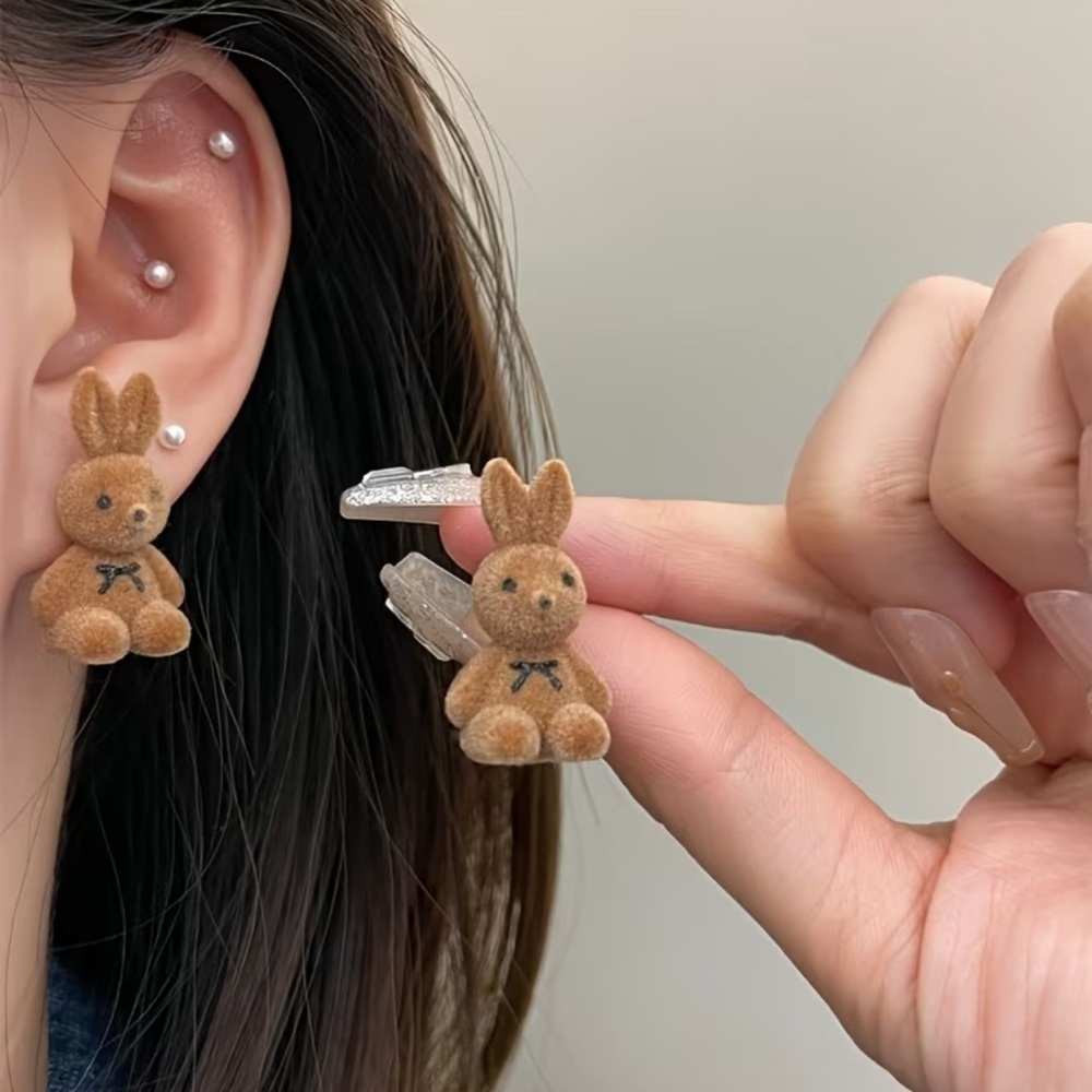 Cute Brown Bunny Earrings. Trendy Bunny Earrings